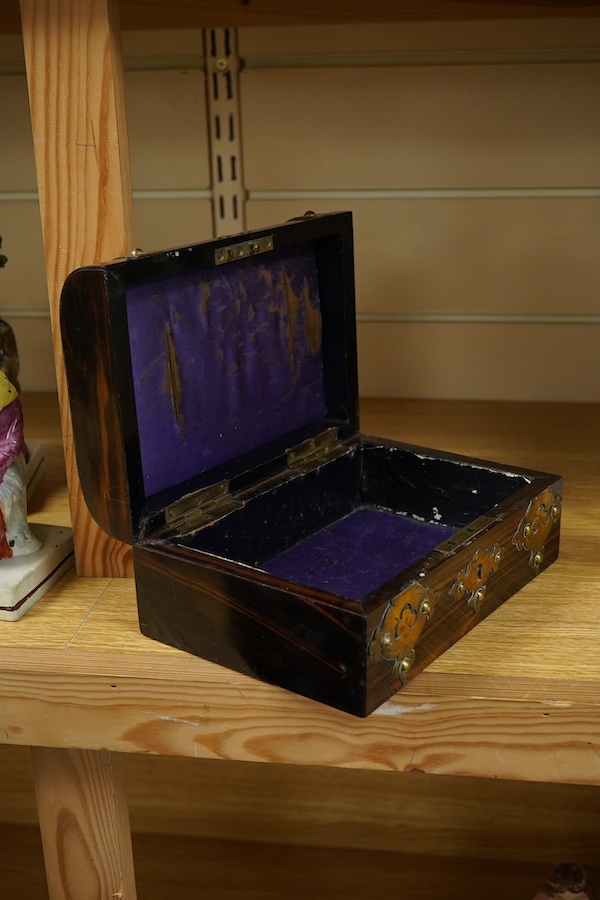 A Victorian coromandel jewellery box with engraved 